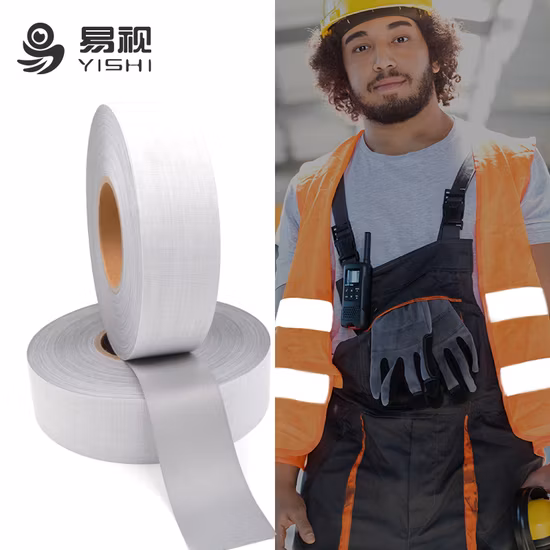 Tecido reflexivo comum 100% poliéster iluminar aviso, fita reflexiva barata